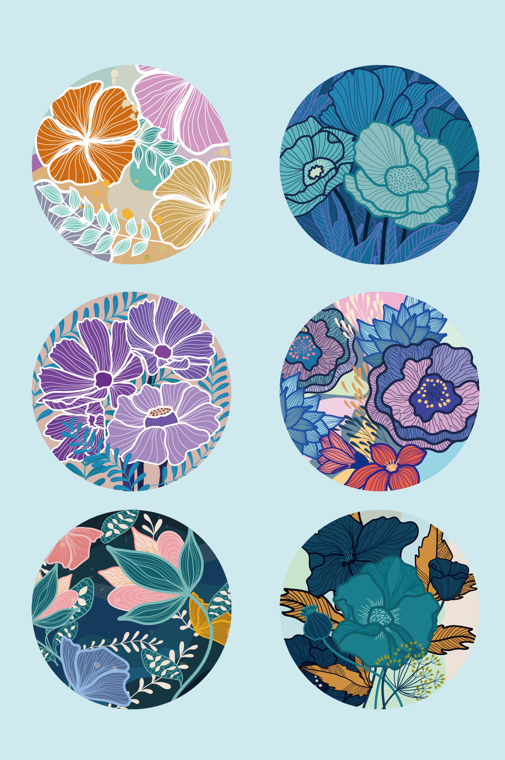 ai矢量圆形花朵花纹元素