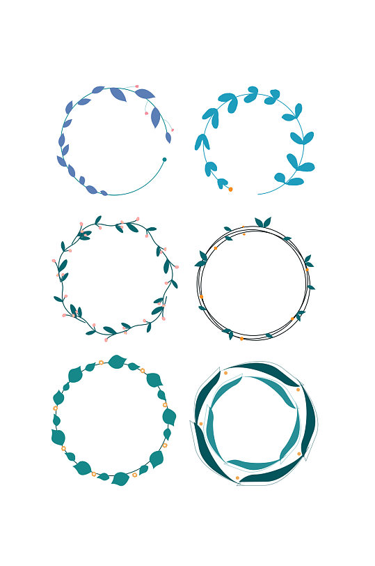 手绘圆形花纹边框元素
