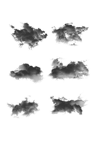 手绘简约水墨中式云元素