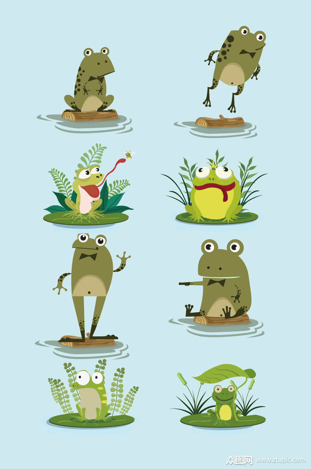 矢量卡通青蛙元素模板下载-编号2409303-众图网
