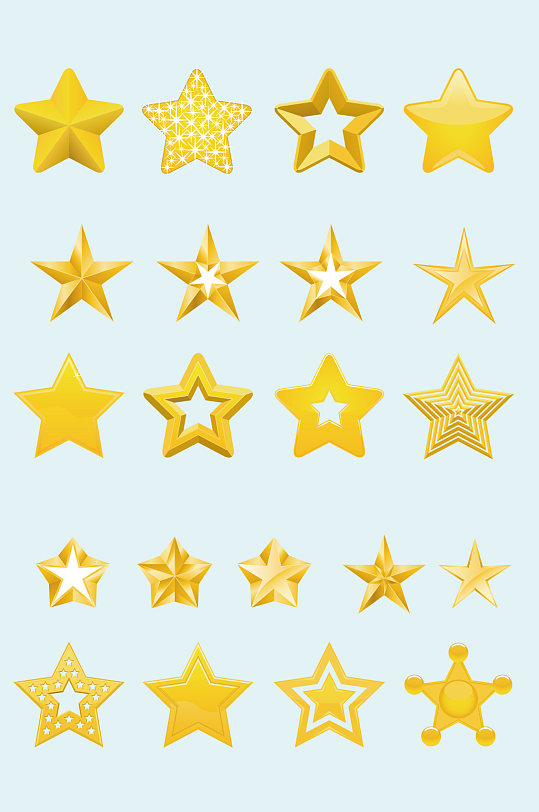 矢量立体3d五角星