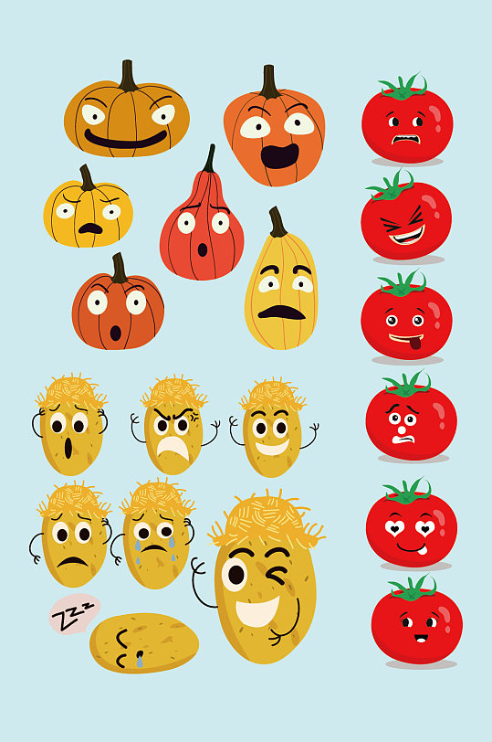 矢量南瓜西红柿玉米表情包表情