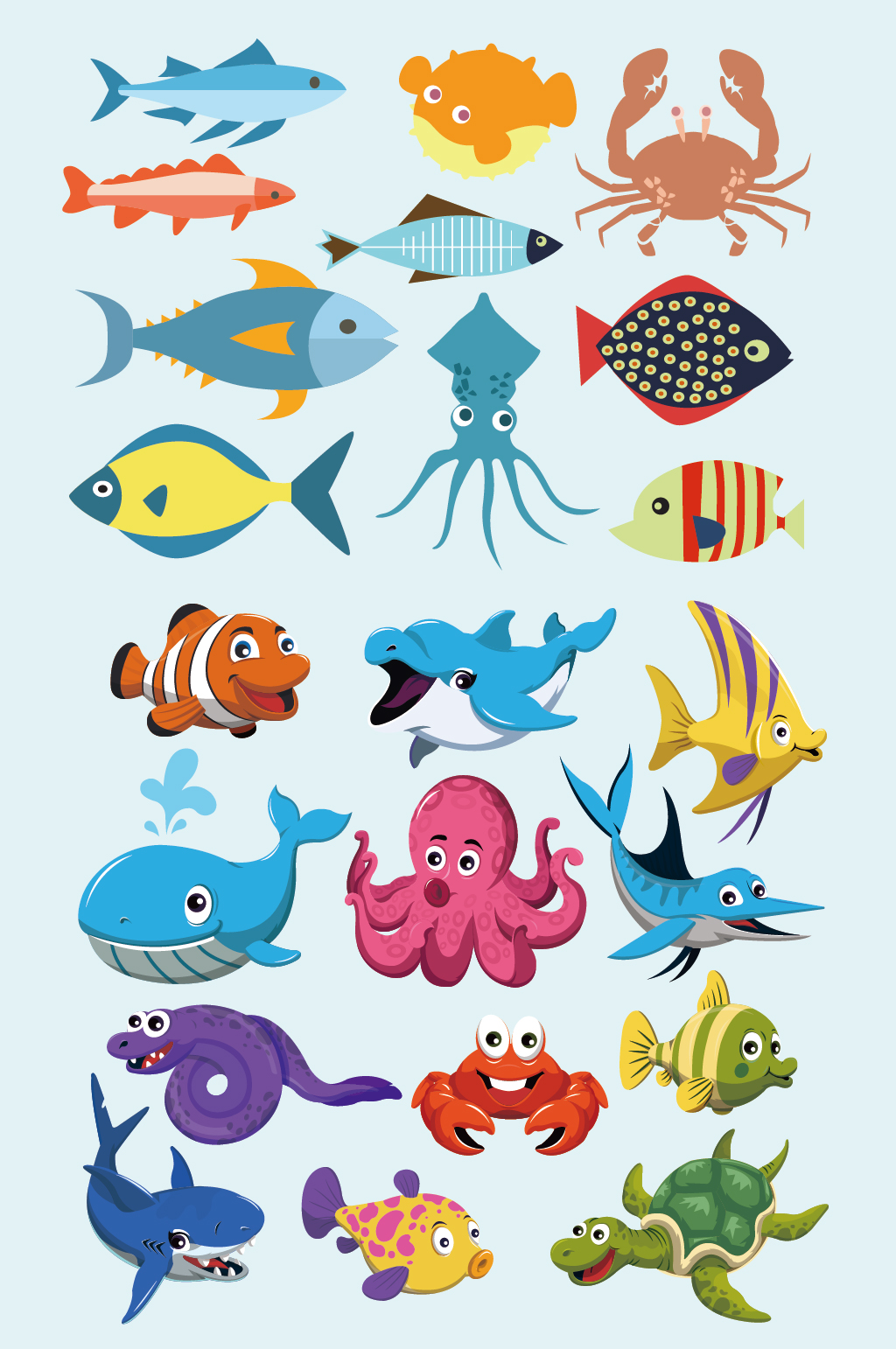 简约动物鱼免扣彩色卡通海鱼图案元素卡通海鱼图案元素立即下载高清深