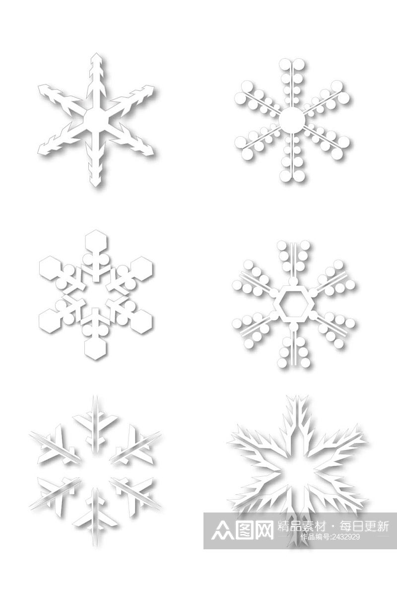 矢量抽象雪花雪片元素素材