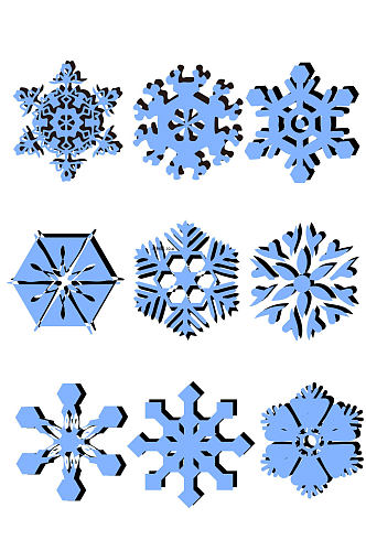 AI矢量立体雪花雪片元素