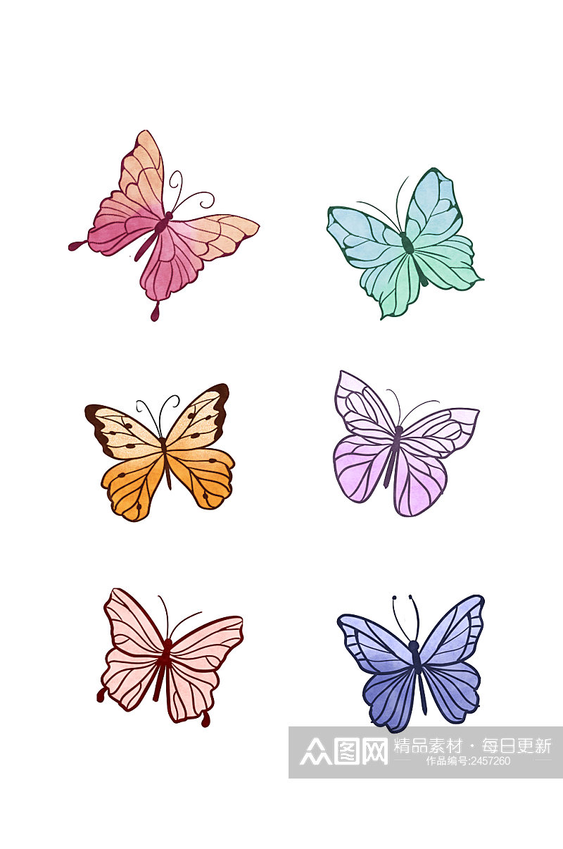彩色炫丽蝴蝶元素素材