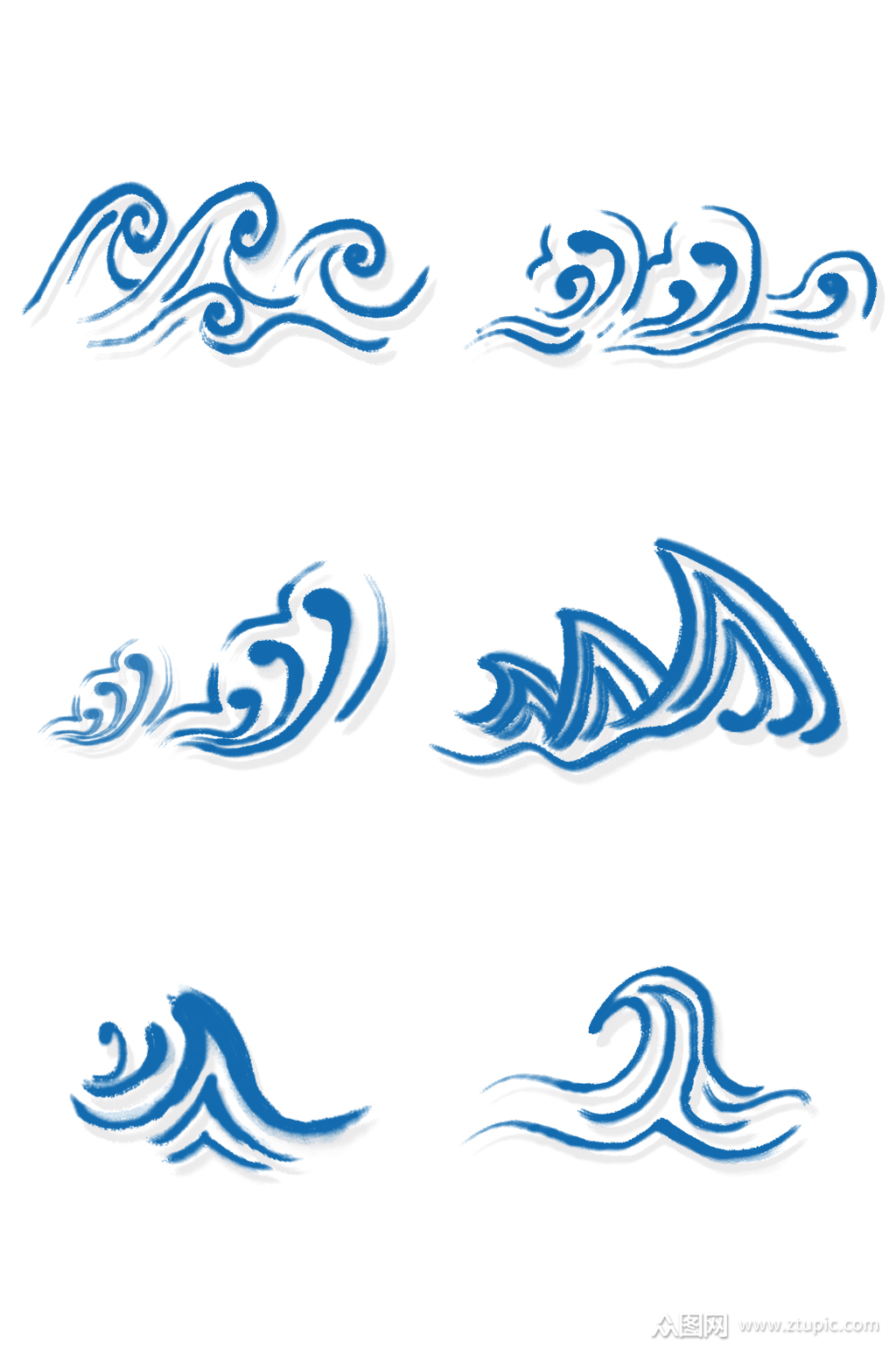 手绘线条浪花波浪元素