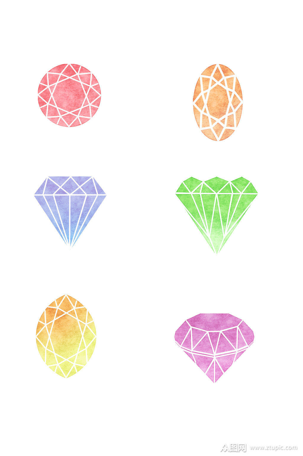 手绘线条钻石宝石元素素材