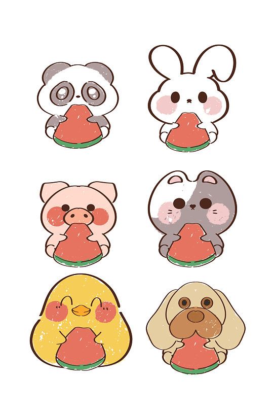 手绘简约卡通动物元素创意简约动物马公鸡小狗元素设计立即下载简约