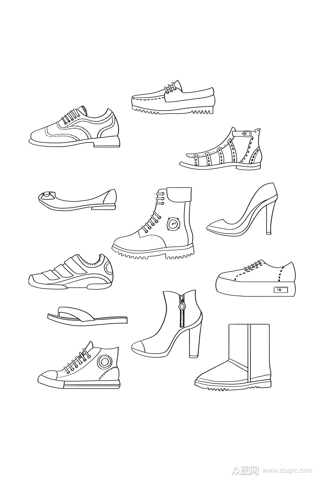 守护线条鞋子元素