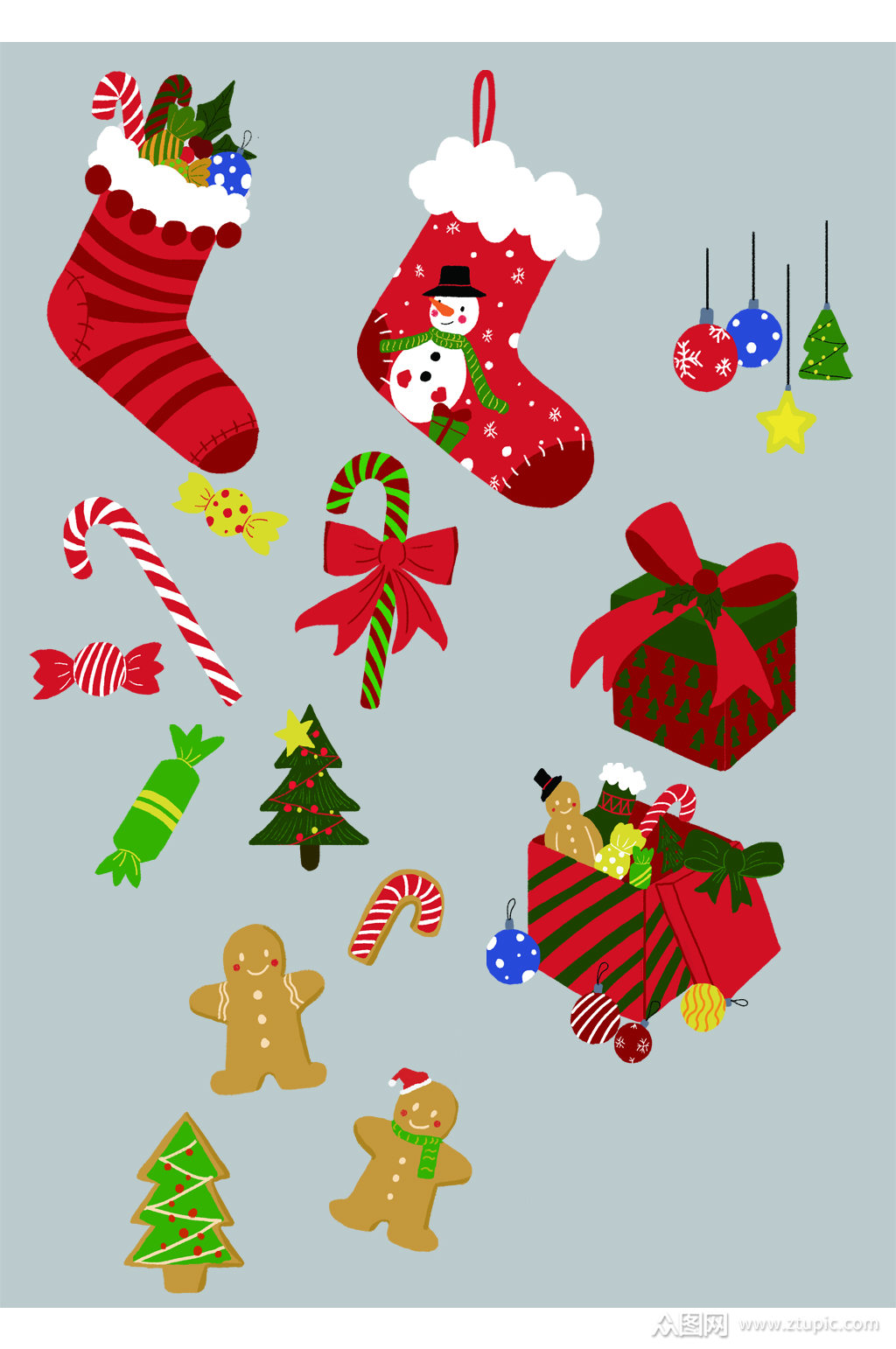 手绘卡通圣诞节元素