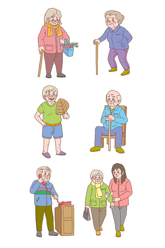 重阳节关爱老人家庭手绘插画立即下载关爱老人养老院手绘插画立即下载