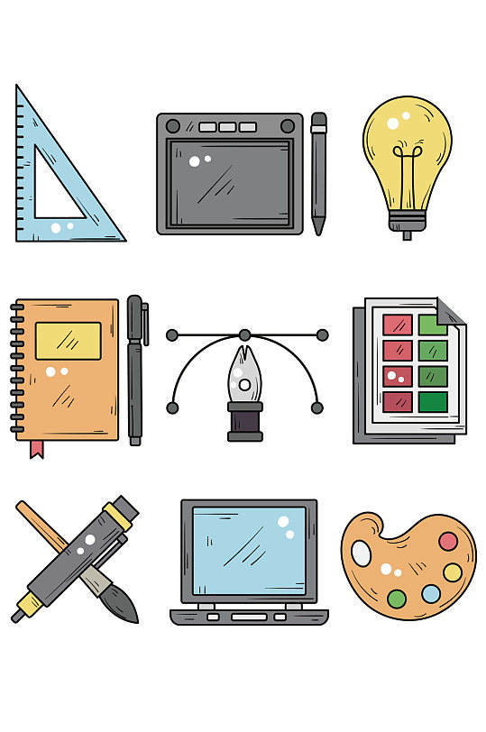 ai矢量手绘文具