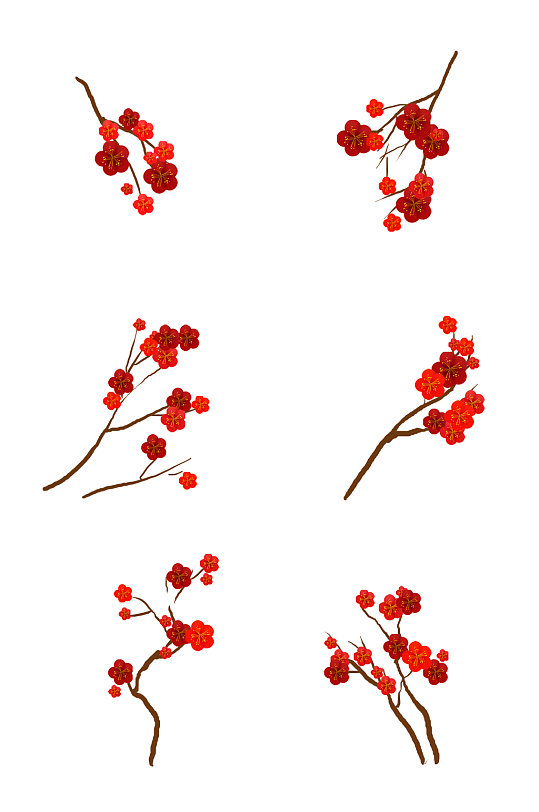 手绘梅花梅花枝元素