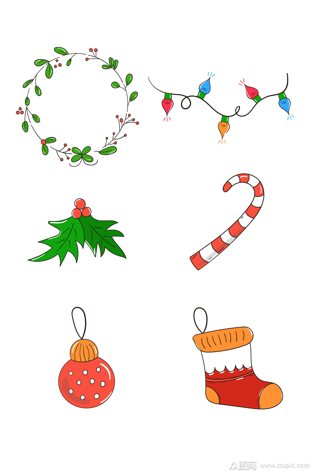 矢量手绘圣诞节装饰元素