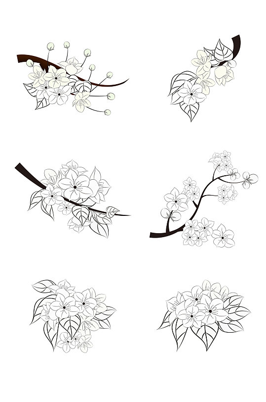 手绘简约矢量梨花