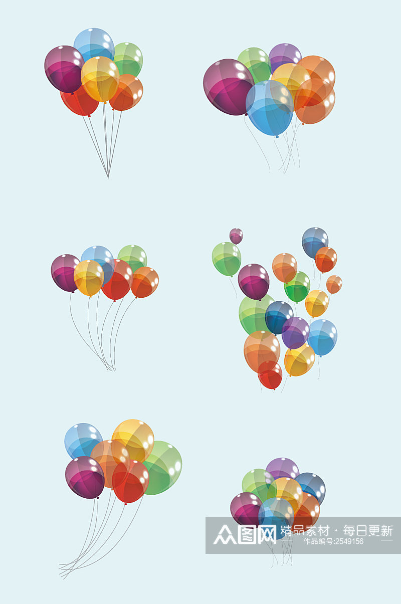 AI矢量手绘彩色气球素材