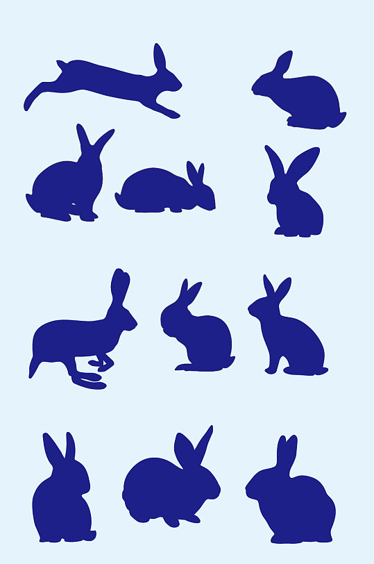 矢量手绘小兔子兔子元素