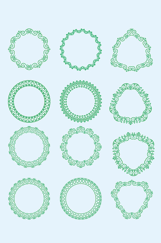 ai矢量圆形花纹花边