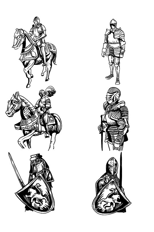 AI矢量手绘中世纪骑士人物