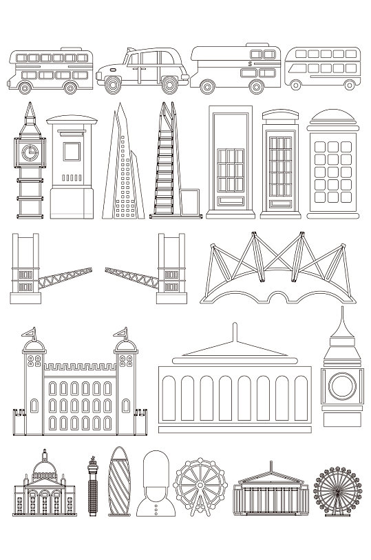 ai矢量手绘线条欧式建筑