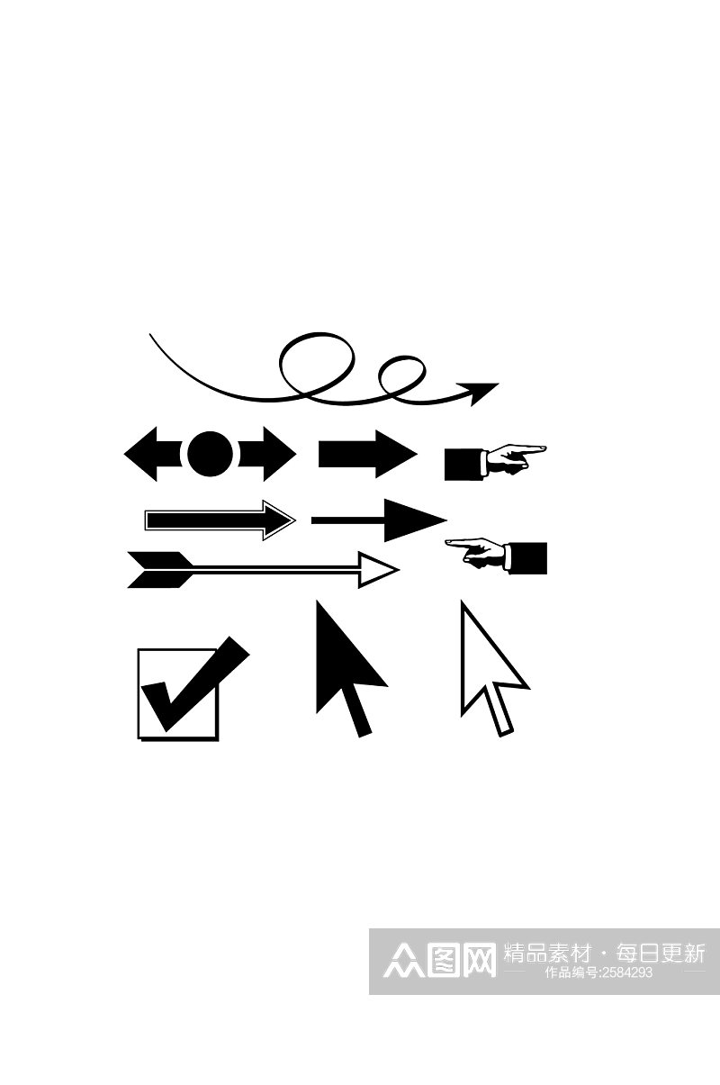矢量AI手绘箭头指示标识素材