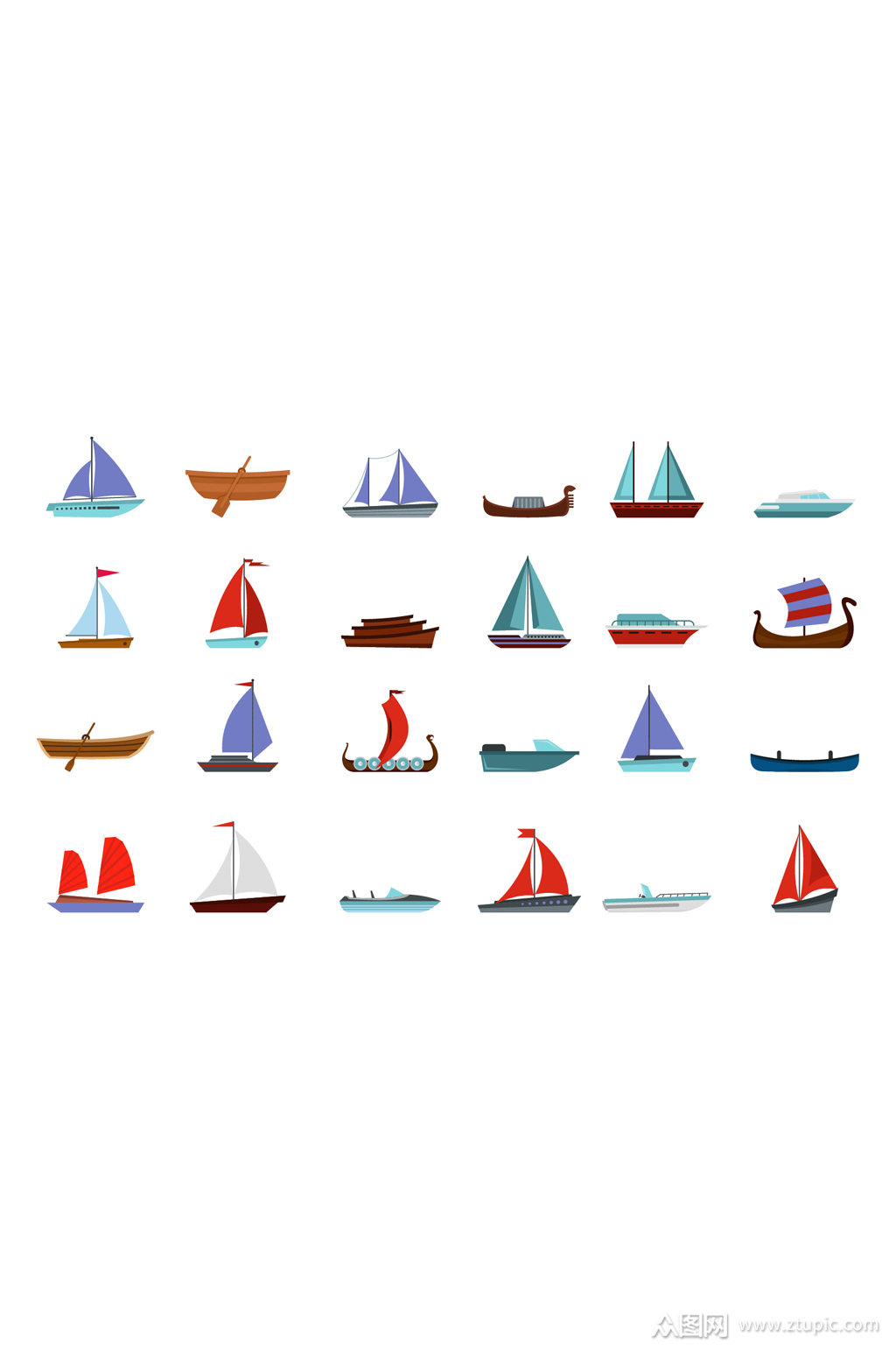 ai矢量手绘卡通小船