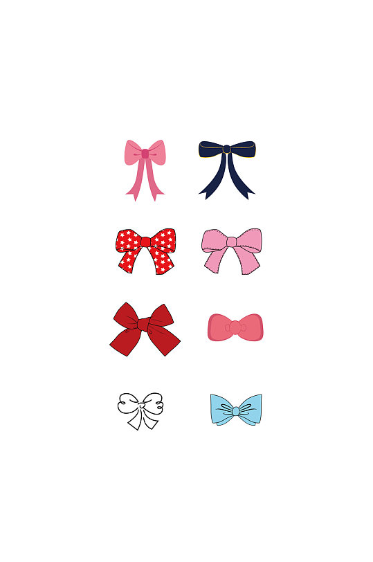 手绘卡通蝴蝶结矢量元素装饰素材