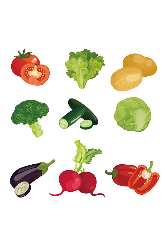 矢量手绘简约蔬菜