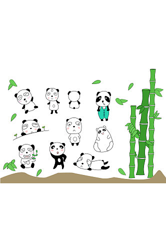熊猫卡通形象元素