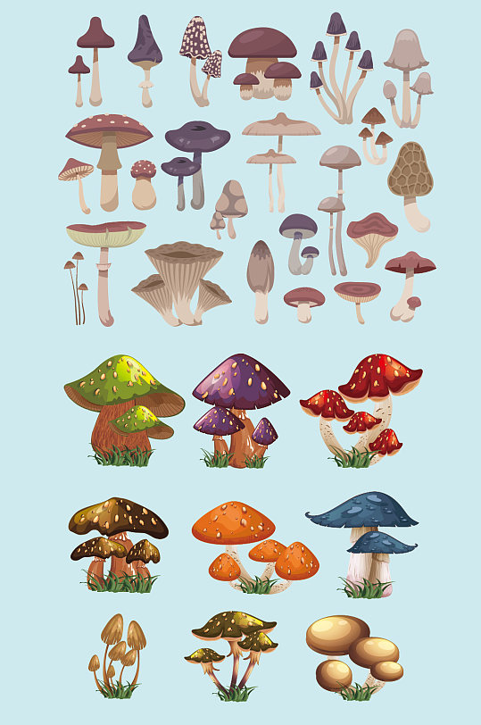 矢量手绘卡通蘑菇