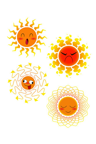 AI矢量太阳表情元素套图