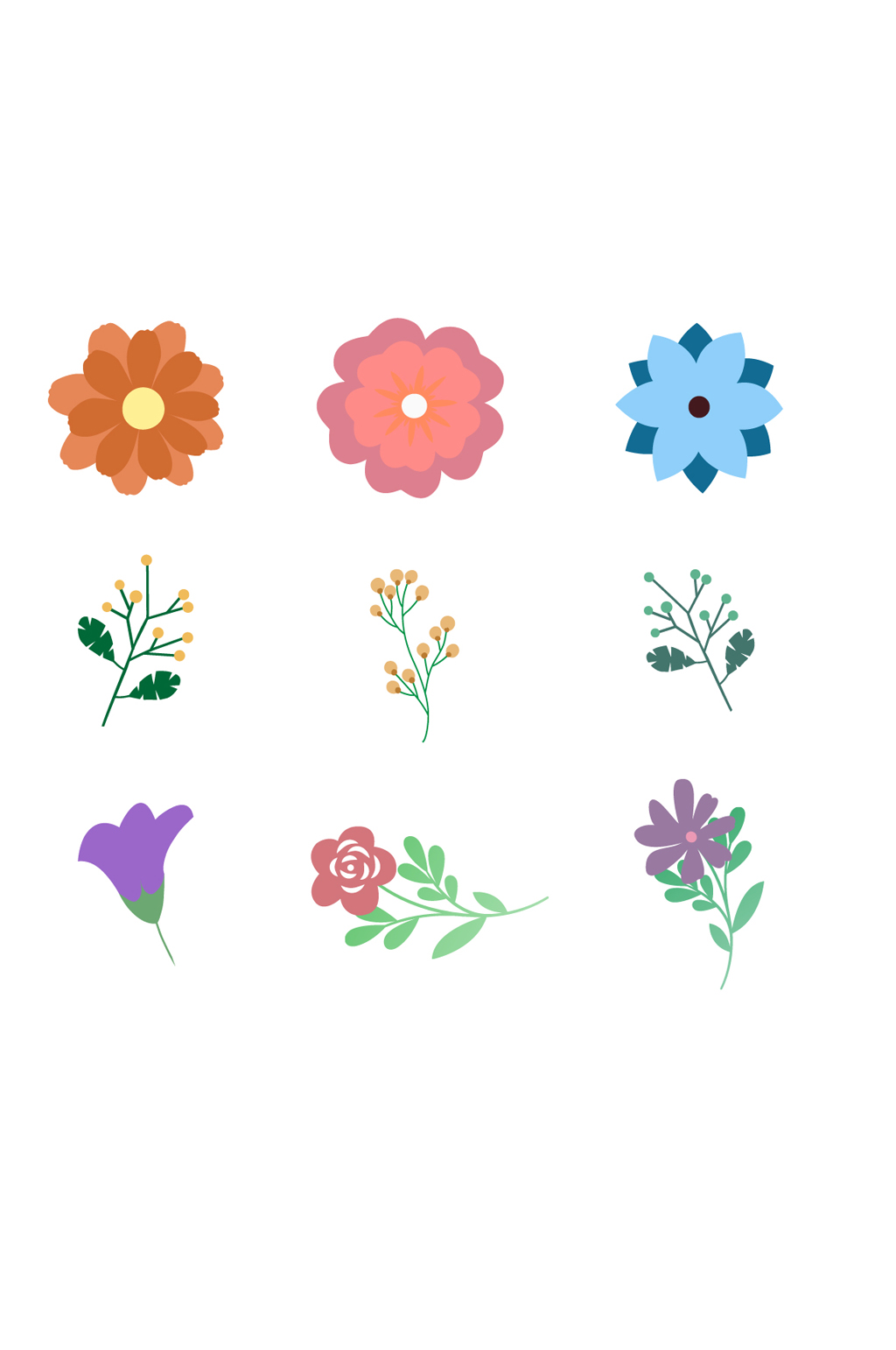 AI矢量花草花纹花边素材