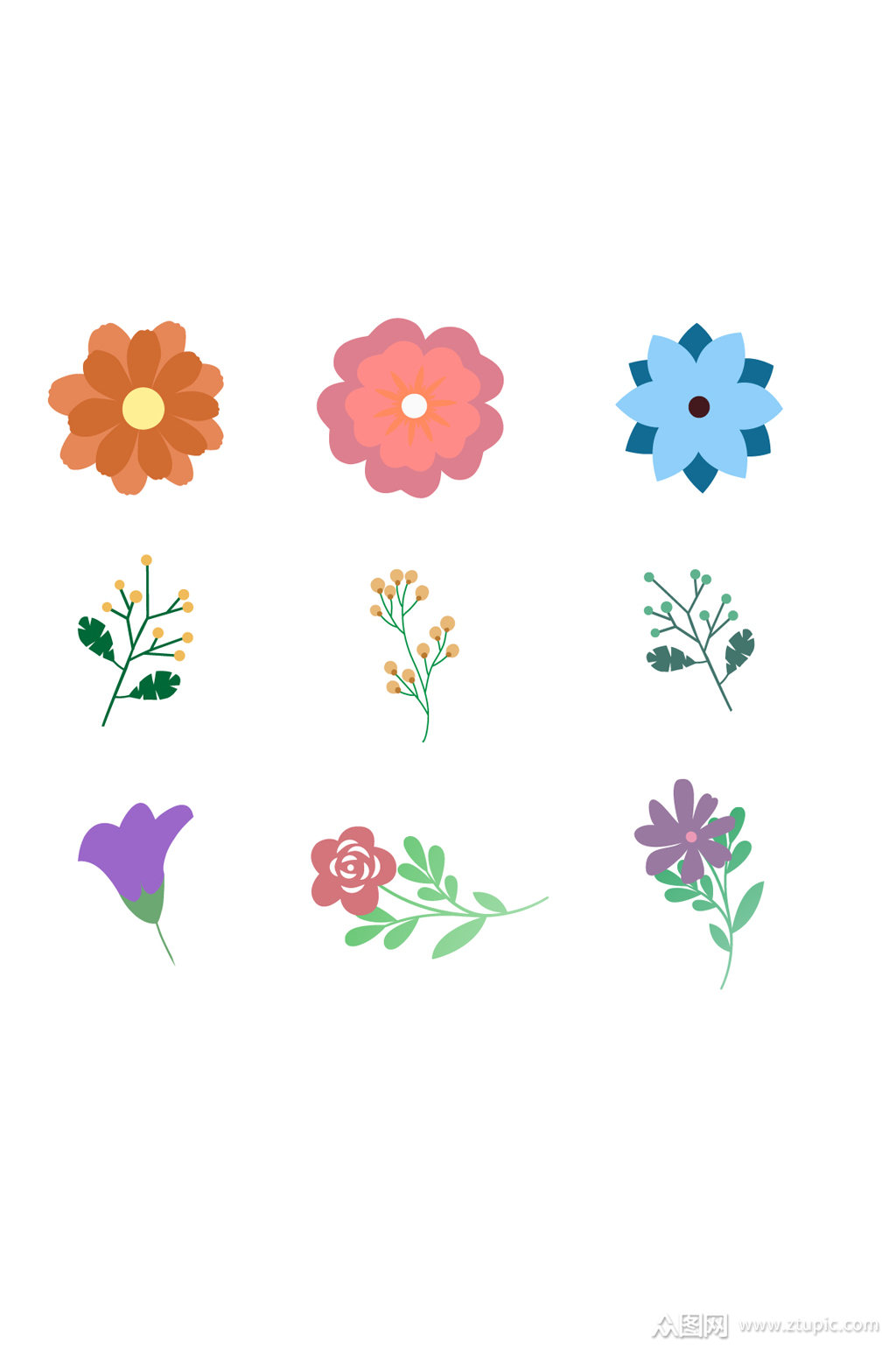 ai矢量花草花纹花边