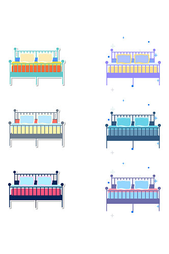 AI矢量手绘简约抽象床