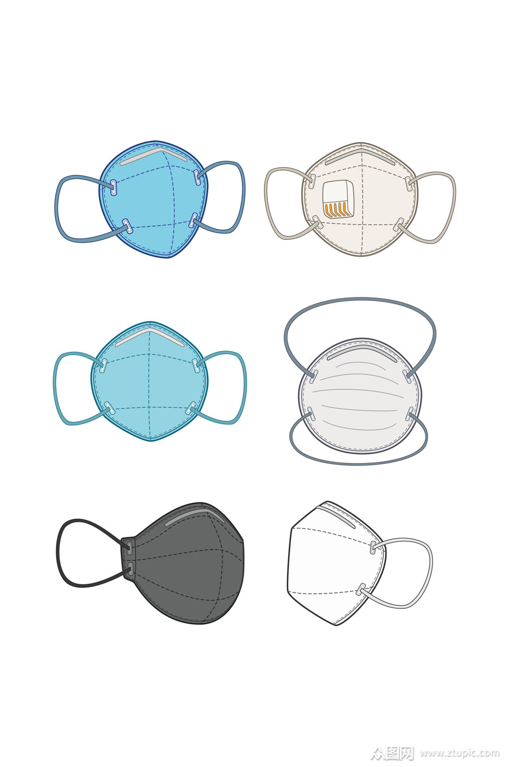 ai矢量手绘卡通口罩模板下载-编号2608849-众图网