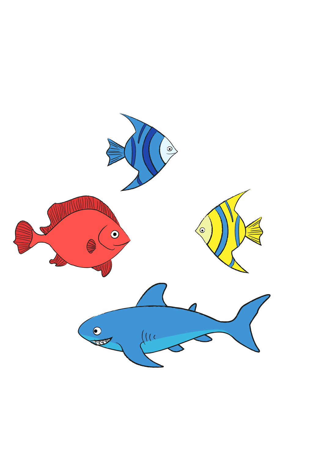 小海鱼简笔画彩色图片