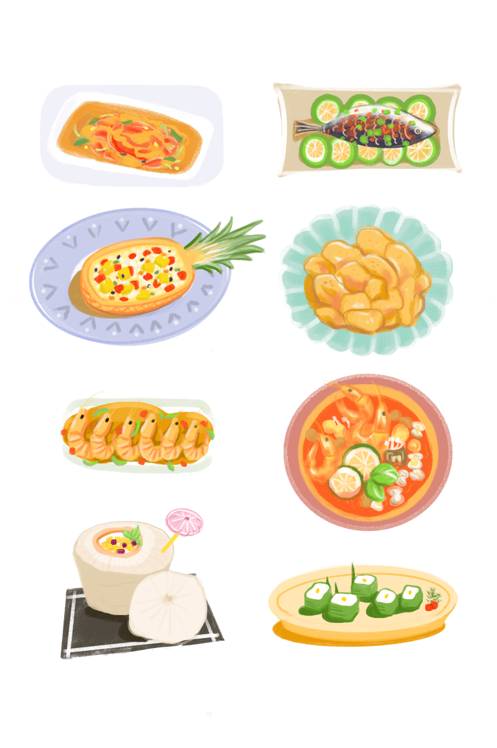 泰国饮食简笔画图片