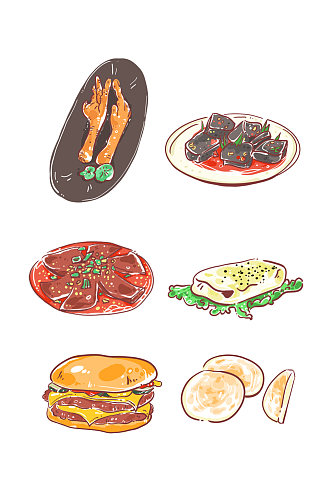 卡通手绘水彩食物元素