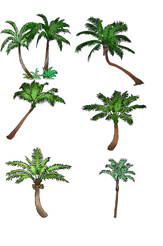 手绘卡通可爱小清新植物椰子树元素