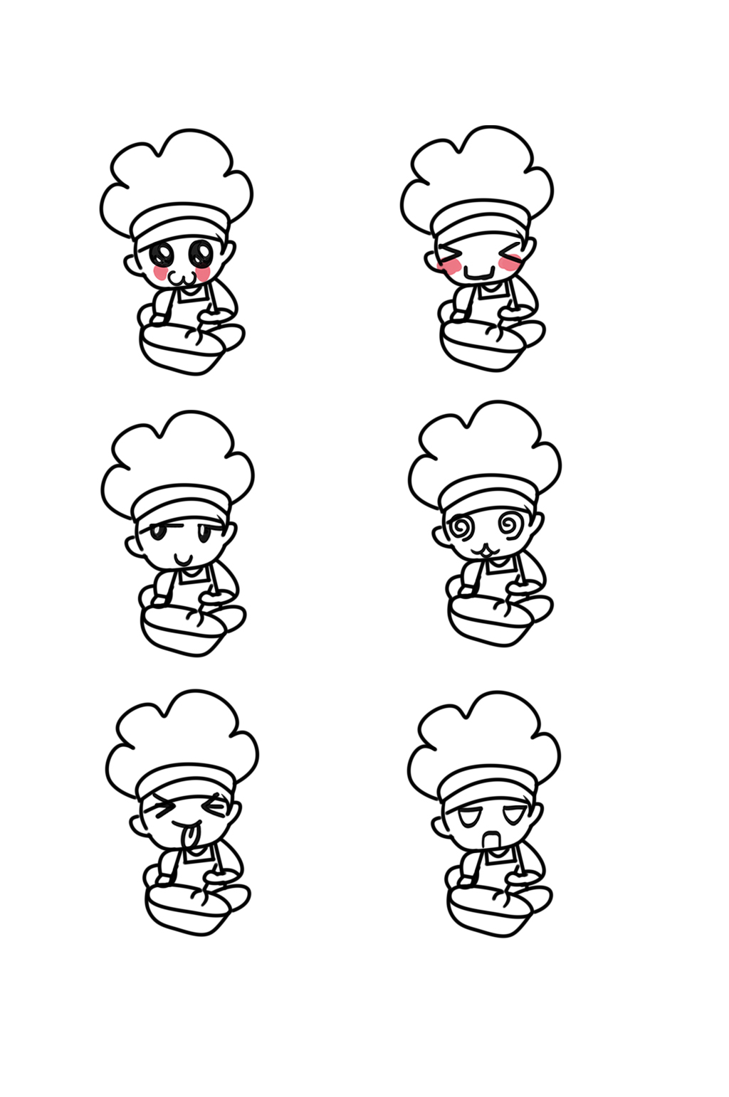 手绘卡通线条厨师元素素材