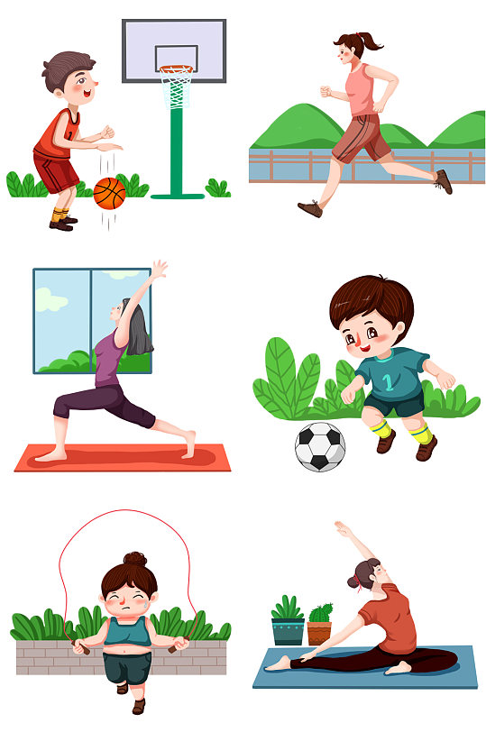 卡通手绘运动人物元素