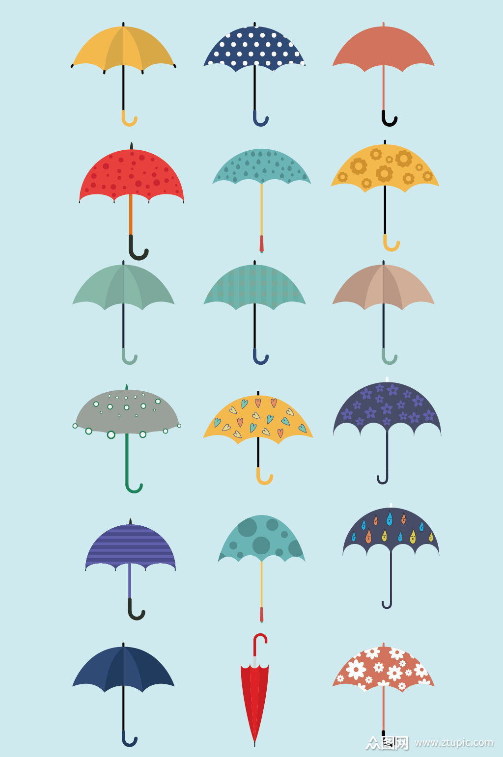 ai矢量手绘雨伞