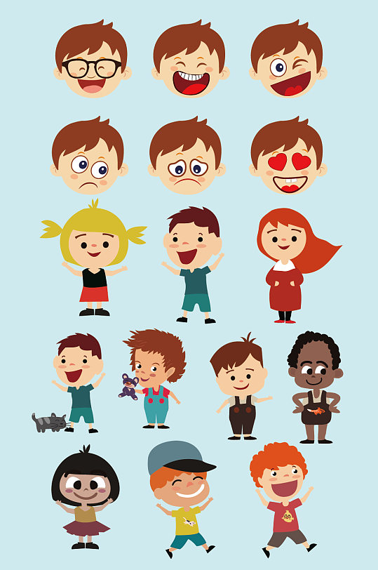 ai矢量手绘小孩子小朋友