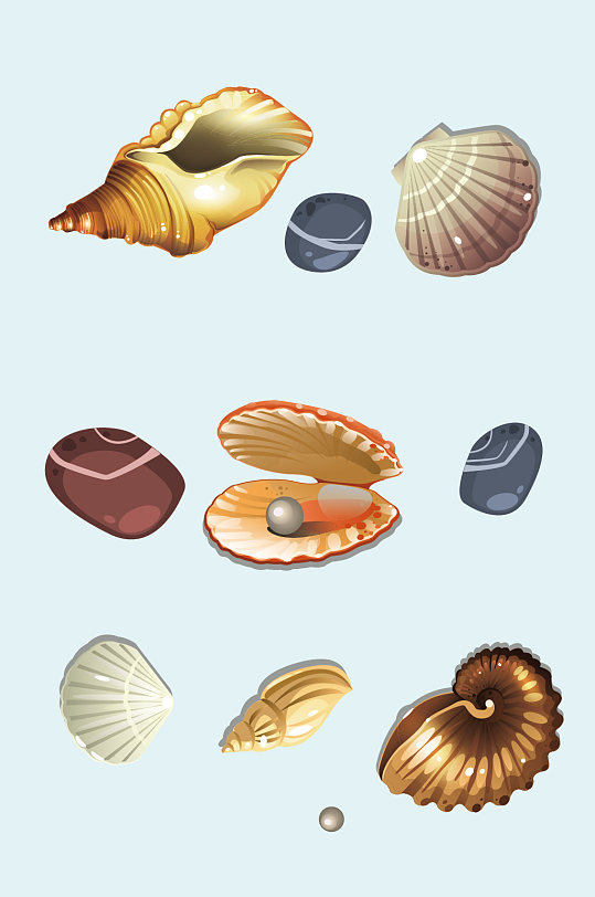 手绘卡通海螺贝壳