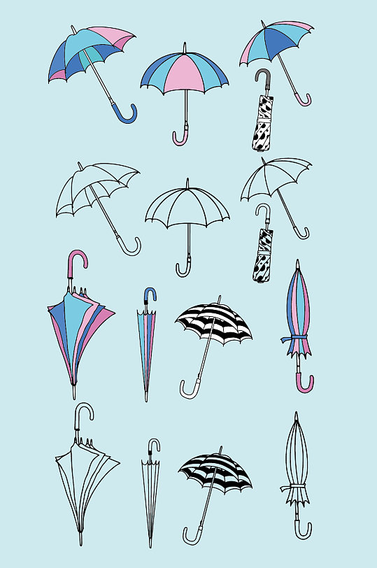 卡通手绘伞雨伞元素