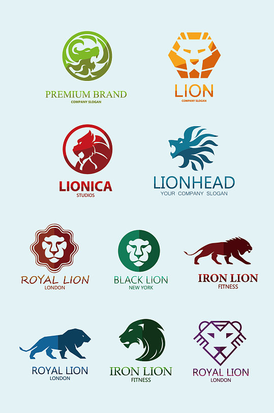 手绘线条狮子logo标志