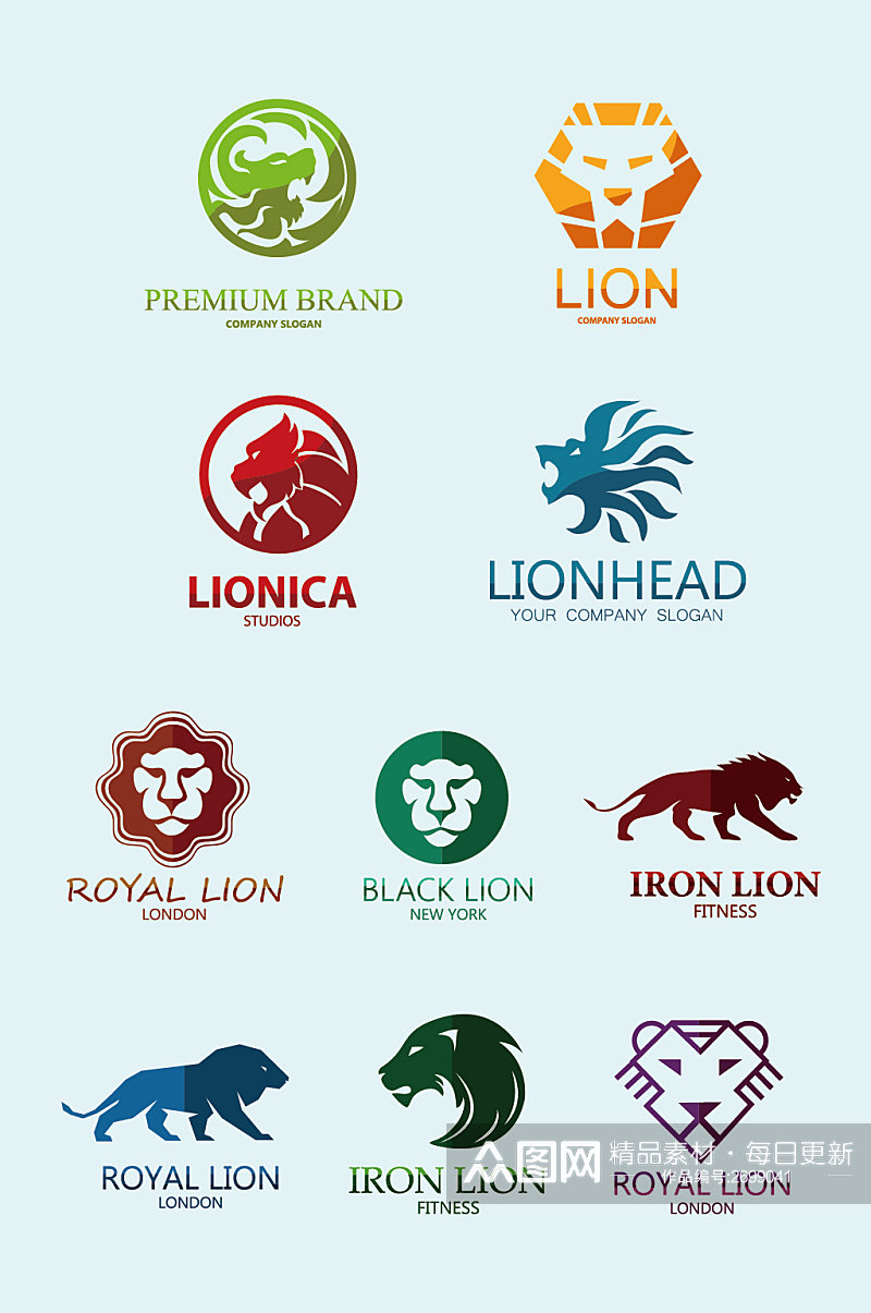 手绘线条狮子LOGO标志素材