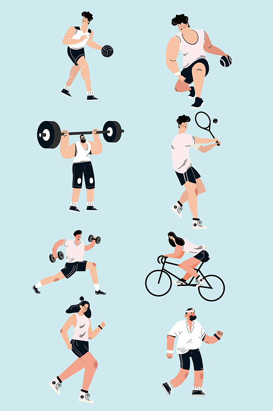 ai矢量运动人物元素