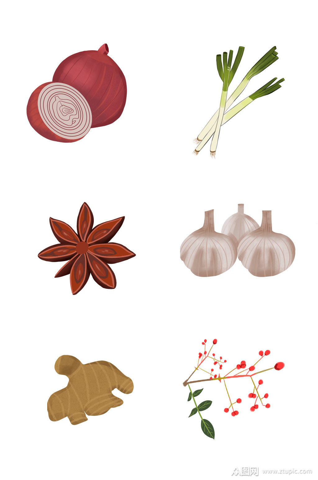 手绘水彩葱姜蒜元素